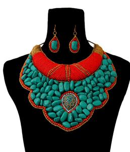 Collier de perles de verre multicolore fait à la main Design tendance avec broderie colorée Style de jolie fille Boucles d'oreilles de mode les plus récentes - Product Image 2