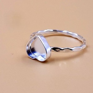 Bonne qualité coeur forme lunette tasse anneau 925 en argent Sterling martelé bande blanc anneau réglage bijoux à bricoler soi-même fournitures en gros JGJ - Product Image 6