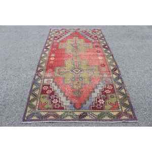 Alfombra Turca de 4.4x8.8 pies, Alfombra Vintage, Alfombra de Lana con Degradado Rojo y Azul - Product Image 1