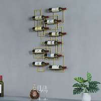 Porte-vin mural moderne de luxe pour 10 bouteilles, design géométrique en fonte, écologique, forme carrée, décoration intérieure, WB Inc OEM Inde