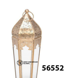 Grande lanterne de sol en os et résine brun doré |   Lanterne à bougie décorative de Noël de luxe pour la décoration de la maison et de l'hôtellerie - Product Image 2