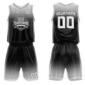 Wholesale Black and White Mesh Basketball Uniform Reversible Breathable Basketball Jersey And Shorts Uniform Set For Training - Product Image 1
