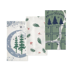 Serviette de cuisine quotidienne en coton 100% brodée, texture slub, séchage rapide, haute absorption, teinture naturelle, motif pin de ferme, 18x28 pouces - Product Image 4