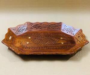 Plateau de service en bois pour ottoman, pour table basse, décoration d'intérieur, style vintage, artisanat en bois d'Inde - Product Image 1