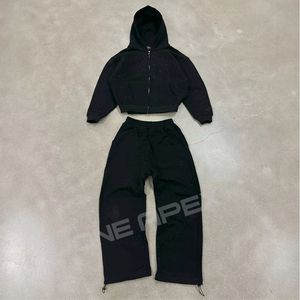 Fabricants de survêtements à la mode de haute qualité Sweat à capuche zippé et survêtement Ensemble deux pièces en strass Survêtements - Product Image 1