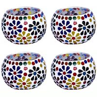 Photophore en verre argenté avec finition en verre coloré, fait main, style moderne, pour bougies chauffe-plat de Noël, idéal pour la décoration de table de fête
