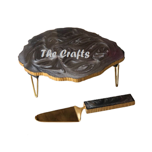 Soporte de pastel de madera de diseño clásico con soporte de hierro para mesa, soporte decorativo para pastel de hotel a granel - Product Image 5