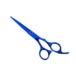 Ciseaux de coiffure de précision – Acier inoxydable allemand, revêtement bleu foncé, lame droite, repose-doigts fixe, coupe de haute qualité - Product Image 1