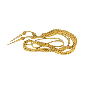 Cordones de hombro tácticos de seda y metal para ceremonias, servicio OEM de fábrica, cordones de hombro de marcha dorados tipo Aiguillette. - Product Image 1