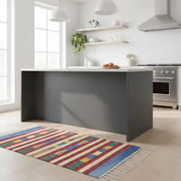 Tapis rectangulaire moderne MANGALICK CS-1057 en coton tissé fantaisie, avec envers réversible, lavable en machine, motif floral, pour la maison et l'exercice