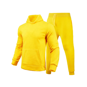 Chándales personalizados para hombre, conjunto de dos piezas de lana sólida, ropa de calle de gran tamaño, sudadera con capucha, pantalones de chándal estampados con Capucha forrada - Product Image 3