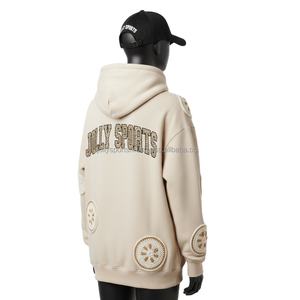 Sweat à capuche pour femme en molleton de coton 320 GSM avec détails de patchs au crochet, broderie, logo personnalisé, style décontracté, basiques pour femmes - Product Image 5