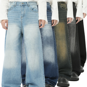 Pantalon en jean décontracté de haute qualité, style streetwear, ample, droit, délavé, coupe slim, pantalon classique avec poches - Product Image 1