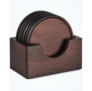 Sous-verres classiques en bois de noyer très vendus avec support, tapis carrés et coussinets écologiques pour la maison, la cuisine et les tables à manger - Product Image 6