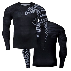 Custom Logo <b>Men's</b> Rash Guard Heat-Transfer Printed Spandex Gym <b>Compression</b> <b>Shirts</b> Long MMA Rash Guard 180g Quick Dry Breathable - Product Image 1
