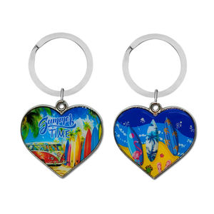 Logo personnalisé époxy métal coeur porte-clés porte-clés californie vacances <span class=keywords><strong>paradis</strong></span> plage souvenir surf porte-clés - Product Image 1