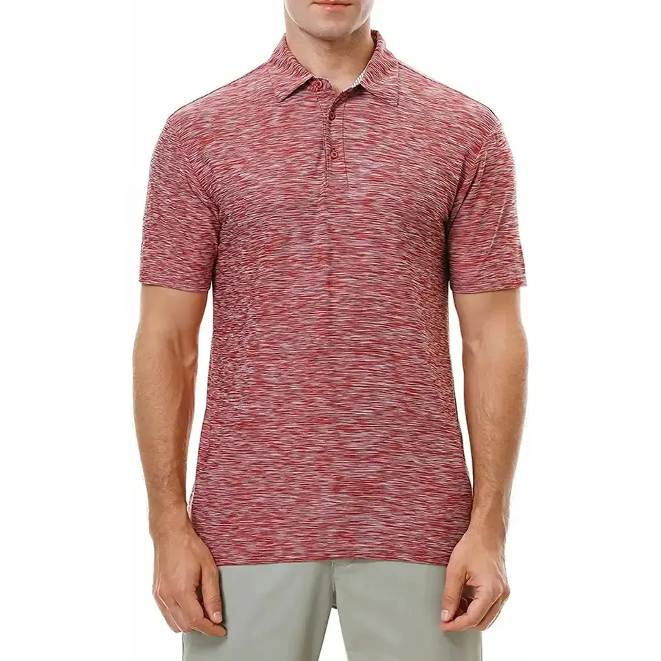 Camisa polo masculina com gola fechada com 3 botões, material elástico de toque macio para proporcionar conforto, camisa polo regular ajustada.