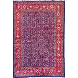 Antique Hand Knotted Persian Tabriz Rugs, <b>Wool</b> & Cotton, Blue, 10'7 X 7', Panr02466 (<b>Red</b> : 10582) - Product Image 1