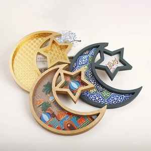 Bandeja de madera con estampado de esmalte árabe hecho a mano, bandeja de servicio de lujo de primera calidad para cocina casera, presentación de regalo de Ramadán y Eid - Product Image 6
