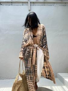 Vestido largo Kimono de rayón para mujer, ropa de dormir estilo bohemio, informal, a la moda, Tie-Dye - Product Image 4