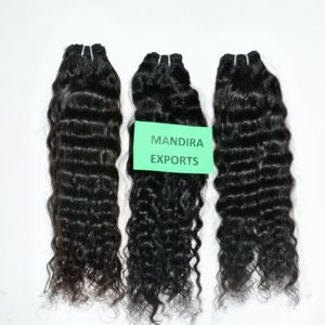 Vente en gros d'extensions de cheveux indiens humains non transformés de qualité supérieure 100% paquets vierges bruts de couleur noire crépus bouclés - Product Image 1