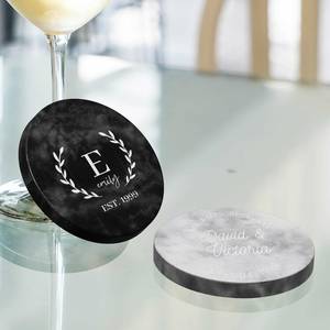 Handmade Durable Polished Modern Marble and Wood <b>Drink</b> <b>Coasters</b> for Coffee Tea and Table Protection - Product Image 5