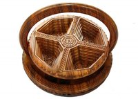 Panier à fruits secs pliable en bois, matériau organique sculpté, forme de fleur personnalisée, tailles 12'' et 14'', couleur naturelle