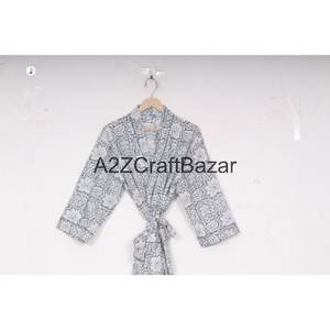 Kimono de luxe en coton unisexe imprimé floral Boho Hippie peignoir pour vêtements de nuit d'hiver romantiques élégant été tissé pour le printemps - Product Image 6