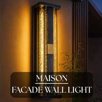 Luminaire de façade rectangulaire LED MAISON moderne de luxe |   Support mural en acier inoxydable texturé avec verre brisé, finition mate foncée en acrylique