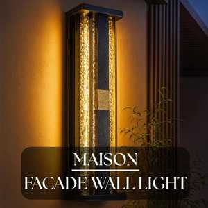 Lumière de façade rectangulaire LED MAISON moderne de luxe |   Applique murale extérieure en verre texturé, acier inoxydable et acrylique - Product Image 5