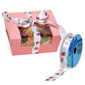 Fashionable Narrow Watermelon Satin Ribbon Floral Polyester Silk for Wedding Birthday or Christmas Gift Wrapping Decoration - Product Image 1