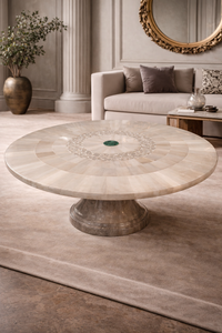 Plateau de table en sélénite blanche contemporaine fait à la main pour salle à manger, appartement ou hôtel - Product Image 3