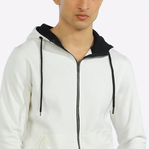 À la mode à capuche col hommes fermeture éclair à capuche à vendre 100% coton fait fermeture éclair à capuche pour hommes - Product Image 3