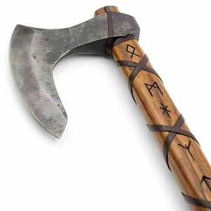 Custom Handmade High Carbon Steel Viking Hatchet Industrial Grade Leather Sheath Natural <b>Wood</b> Handle 3 5/8in <b>Cutting</b> Edge 1 Year - Product Image 5