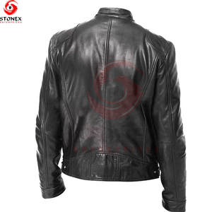 Chaqueta de Cuero de Piel de Oveja de Alta Calidad para Hombre, Diseño Moderno, Cómoda, con Cuello Camisero, Impermeable y Cortavientos - Product Image 2
