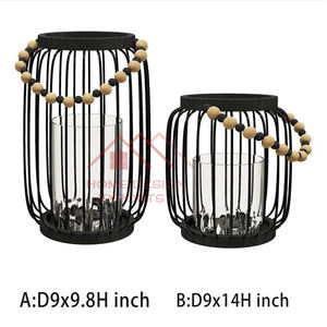 Set of 3 Classic Wooden <b>Lantern</b> With Galvanize <b>Metal</b> <b>Lantern</b> - Product Image 2