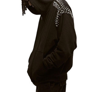 เสื้อฮู้ดปักลายผ้าเฟรนช์เทอร์รี่โอเวอร์ไซส์แบบมีซิปผลิตเสื้อผ้าตามสั่งผ้าคอตตอน100% - Product Image 4