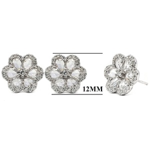 Boucles d'oreilles clous tendance en or blanc massif 18 carats de qualité supérieure, serties de diamants véritables taille brillant, monture griffe, vente directe usine - Product Image 2