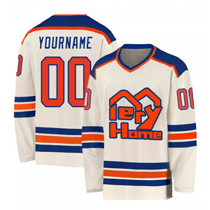 Maillots de hockey avec logo personnalisé OEM Uniformes de hockey sur glace sublimés avec matériau en polyester de style vierge Nom de l'équipe sur mesure - Product Image 1
