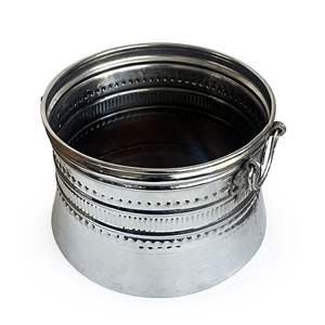 Bol en cuivre martelé fait main avec poignées en laiton, 20-25-30 cm, écologique, style classique, décoratif, couleur nickel - Product Image 4