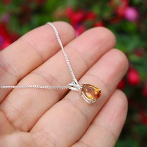 Petit pendentif en citrine de forme poire facetté en argent sterling 925, collier avec boîte cadeau, bijoux en pierres précieuses pour femmes - Product Image 5