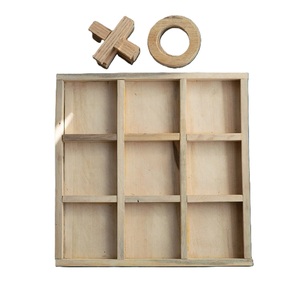 Look Vintage en bois Tic Tac Toe jeu pour la décoration en bois massif Tic Tac Toe jeu avec sculpté X O pièces - Product Image 3