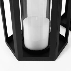 Set 2 Black Glass <b>Candle</b> <b>Lanterns</b> Metal Chimney Outdoor Pillar <b>Holder</b> Lights for Home Decor Weddings Ramadan Easter Celebrations - Product Image 3