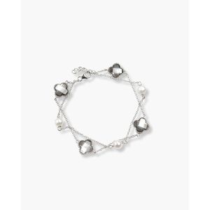 สร้อยข้อมือดีไซน์สวยหรู รูปทรงใบโคลเวอร์ ตัดเหลี่ยม ประดับด้วยโซ่คู่ - Product Image 1