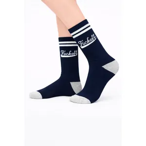Chaussettes tricotées bleu marine à motif circulaire pour filles, respirantes, chaudes, taille unique, avec bordure brodée, pour usage quotidien au printemps - Product Image 2