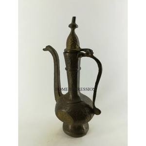 <b>Arabic</b> Dallah Copper Made Coffee Pot with Embossed Lid Available in Multiple Sizes Shiny Polish Finish Heat-Resistant Metal - Product Image 3