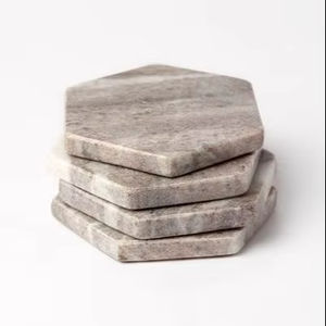 Ensemble de sous-verres en pierre de marbre naturel blanc de haute qualité rond poli avec des tasses décoratives de fête de conception moderne café thé boisson - Product Image 1