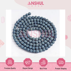 Fournisseur indien de bijoux de bonne qualité de bonne qualité de forme ronde faisant des brins de perles de lave bleue de 8mm au prix d'usine - Product Image 3