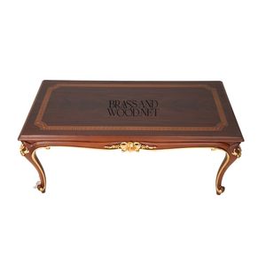Table basse de luxe avec incrustations en laiton complexes et détails dorés élégants pour une décoration de salon classique - Product Image 1