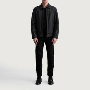 Blouson aviateur en cuir d'agneau de qualité supérieure fabriqué à la main en cuir véritable Fabricant de marque personnalisé pour hommes - Product Image 4